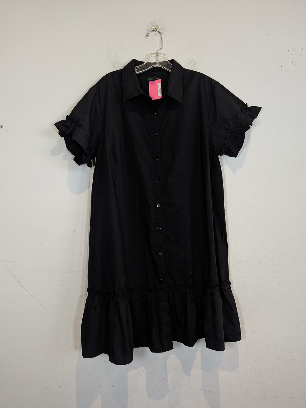Meadow Rhodes Black Ruffle-Sleeve Shirt Dress, Size 1X